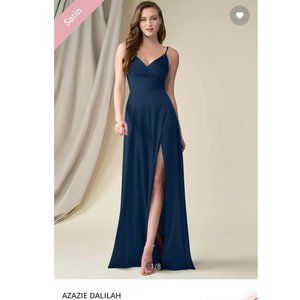 Navy Blue Azazie Dalilah Bridesmaid Dress
